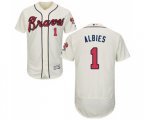 Atlanta Braves #1 Ozzie Albies Cream Alternate Flex Base Authentic Collection Baseball Jersey