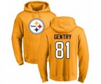 Pittsburgh Steelers #81 Zach Gentry Gold Name & Number Logo Pullover Hoodie