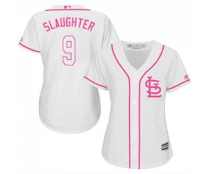 Women\'s St. Louis Cardinals #9 Enos Slaughter Replica White Fashion Cool Base Baseball Jersey
