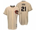 Chicago Cubs #21 Sammy Sosa Authentic Cream Cooperstown Throwback Baseball Jersey