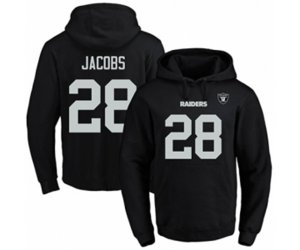 Oakland Raiders #28 Josh Jacobs Black Name & Number Pullover Hoodie
