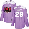 Ottawa Senators #28 Paul Carey Authentic Purple Fights Cancer Practice NHL Jersey