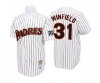 Mitchell and Ness San Diego Padres #31 Dave Winfield Authentic White Blue Strip Throwback Baseball Jersey