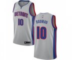 Detroit Pistons #10 Dennis Rodman Authentic Silver Basketball Jersey Statement Edition
