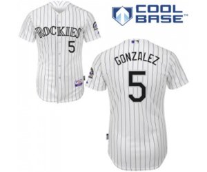 Colorado Rockies #5 Carlos Gonzalez Replica White Home Cool Base Baseball Jersey