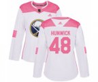 Women Adidas Buffalo Sabres #48 Matt Hunwick Authentic White Pink Fashion NHL Jersey