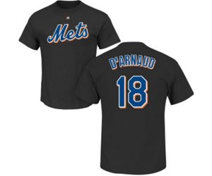 New York Mets #18 Travis d\'Arnaud Replica Black Road Cool Base Baseball T-Shirt