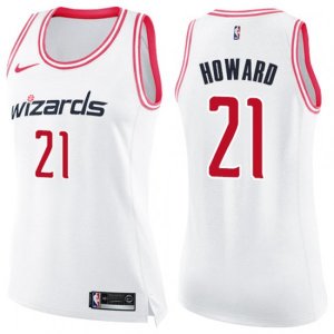 Women\'s Washington Wizards #21 Dwight Howard Swingman White Pink Fashion NBA Jersey
