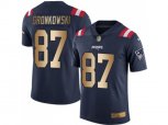 New England Patriots #87 Rob Gronkowski Navy Blue Stitched NFL Limited Gold Rush Jersey