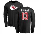 Kansas City Chiefs #13 De'Anthony Thomas Black Name & Number Logo Long Sleeve T-Shirt