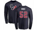 Houston Texans #52 Barkevious Mingo Navy Blue Name & Number Logo Long Sleeve T-Shirt