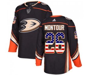 Anaheim Ducks #26 Brandon Montour Authentic Black USA Flag Fashion Hockey Jersey