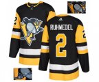 Adidas Pittsburgh Penguins #2 Chad Ruhwedel Authentic Black Fashion Gold NHL Jersey