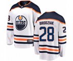Edmonton Oilers #28 Kyle Brodziak Authentic White Away Fanatics Branded Breakaway NHL Jersey