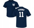MLB Nike New York Yankees #11 Brett Gardner Navy Blue Name & Number T-Shirt