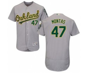 Oakland Athletics Frankie Montas Grey Road Flex Base Authentic Collection Baseball Player Jersey