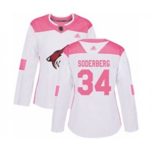 Women Arizona Coyotes #34 Carl Soderberg Authentic White Pink Fashion Hockey Jersey