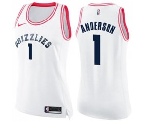 Women\'s Memphis Grizzlies #1 Kyle Anderson Swingman White Pink Fashion Basketball Jersey