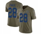 Indianapolis Colts #28 Marshall Faulk Limited Olive 2017 Salute to Service Football Jersey