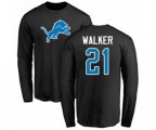 Detroit Lions #21 Tracy Walker Black Name & Number Logo Long Sleeve T-Shirt