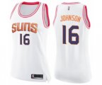 Women's Phoenix Suns #16 Tyler Johnson Swingman White Pink Fashion Basketball Jersey