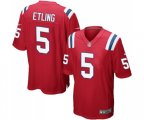 New England Patriots #5 Danny Etling Game Red Alternate Football Jersey