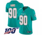 Miami Dolphins #90 Charles Harris Aqua Green Team Color Vapor Untouchable Limited Player 100th Season Football Jersey