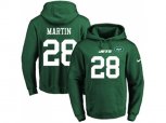 New York Jets #28 Curtis Martin Green Name & Number Pullover NFL Hoodie