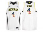 2016 US Flag Fashion-Michigan Wolverines Chirs Webber #4 Basketball Authentic Jersey - White