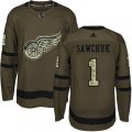 Detroit Red Wings #1 Terry Sawchuk Premier Green Salute to Service NHL Jersey