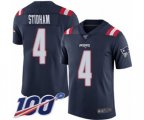 New England Patriots #4 Jarrett Stidham Limited Navy Blue Rush Vapor Untouchable 100th Season Football Jersey