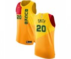 Milwaukee Bucks #20 Jason Smith Authentic Yellow Basketball Jersey - City Edition
