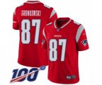 New England Patriots #87 Rob Gronkowski Limited Red Inverted Legend 100th Season Football Jersey