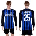 2017-18 Inter Milan 25 MIRANDA Home Long Sleeve Soccer Jersey