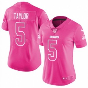 Women Cleveland Browns #5 Tyrod Taylor Limited Pink Rush Fashion NFL Jersey