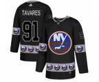 New York Islanders #91 John Tavares Authentic Black Team Logo Fashion NHL Jersey