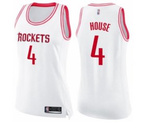 Women\'s Houston Rockets #4 Danuel House Swingman White-Pink Fashion Basketball Jersey
