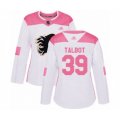 Women Calgary Flames #39 Cam Talbot Authentic White Pink Fashion Hockey Jersey