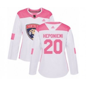 Women\'s Florida Panthers #20 Aleksi Heponiemi Authentic White Pink Fashion Hockey Jersey