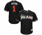 Miami Marlins #1 Cameron Maybin Replica Black Alternate 2 Cool Base Baseball Jersey
