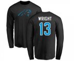 Carolina Panthers #13 Jarius Wright Black Name & Number Logo Long Sleeve T-Shirt
