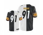 Pittsburgh Steelers #91 Kevin Greene Elite Black White Split Fashion Football Jersey