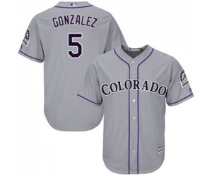 Colorado Rockies #5 Carlos Gonzalez Replica Grey Road Cool Base Baseball Jersey