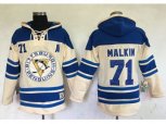 Pittsburgh Penguins #71 Evgeni Malkin Cream Sawyer Hooded Sweatshirt Stitched NHL Jersey