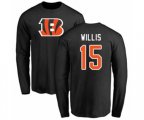Cincinnati Bengals #15 Damion Willis Black Name & Number Logo Long Sleeve T-Shirt