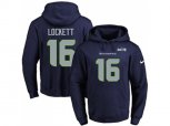 Seattle Seahawks #16 Tyler Lockett Navy Blue Name & Number Pullover NFL Hoodie