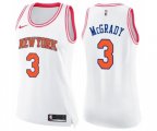 Women's New York Knicks #3 Tracy McGrady Swingman White Pink Fashion Basketball Jersey