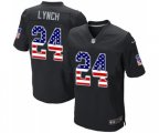 Oakland Raiders #24 Marshawn Lynch Elite Black Home USA Flag Fashion Football Jersey