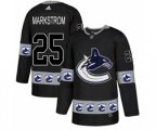 Vancouver Canucks #25 Jacob Markstrom Authentic Black Team Logo Fashion NHL Jersey