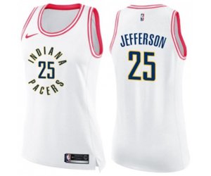 Women\'s Indiana Pacers #25 Al Jefferson Swingman White Pink Fashion Basketball Jersey